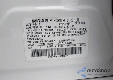 2015 Infiniti Q50 Premium/Sport из США, поврежденный, VIN JN1BV7AP2FM347607